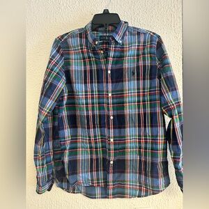 Polo Ralph Lauren Plaid shirt  Youth Boys XL Red Blue Plaid Button Long Slv
